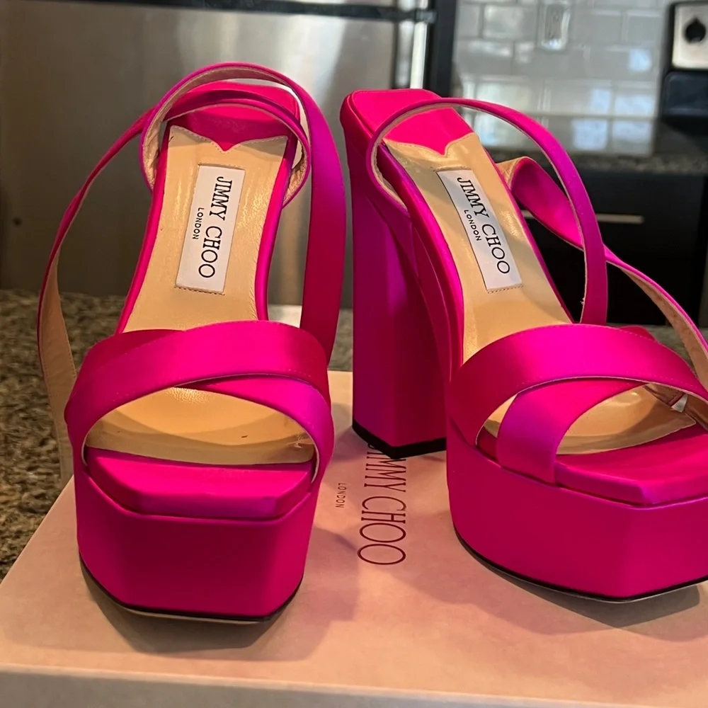 Jimmy Choo Fuchsia Platform Heels - Picture 3 of 9